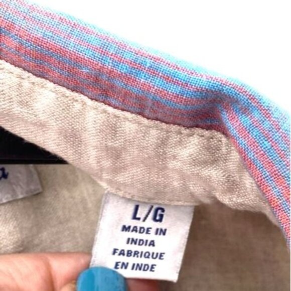 Tommy Bahama Shirt Men’s Size L 100% Linen Spring Plaid Pastel Long Sleeves - Picture 6 of 14